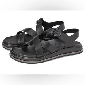 Chaco Townes Black Leather Sandals Travel Comfort Sz 11